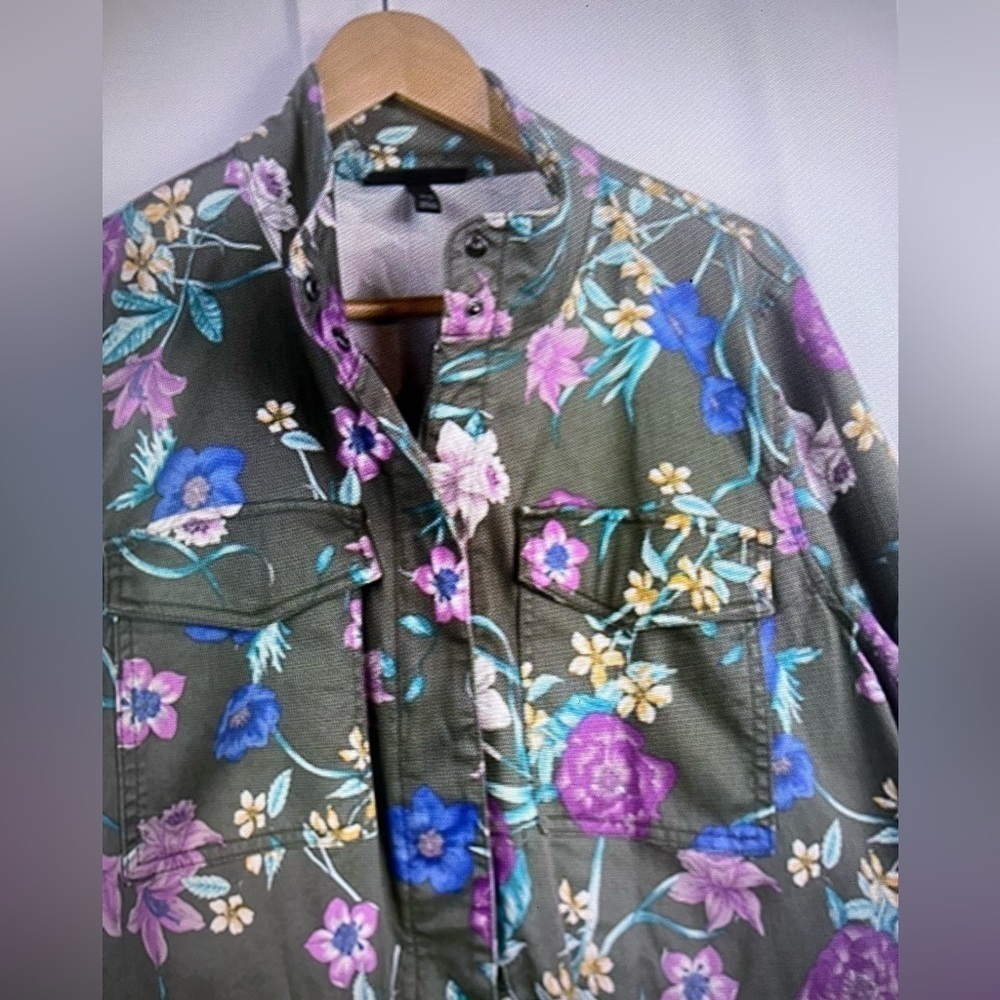 Lane Bryant Womens Twill Floral Print Cotton 4 Pockets Full Zip Jacket Sz 18/20 - Picture 11 of 12
